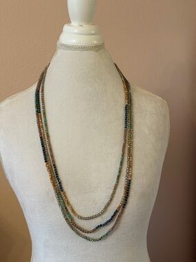 Vintage Art Deco Style Clear Crystal Emerald-Cut Statement Necklace